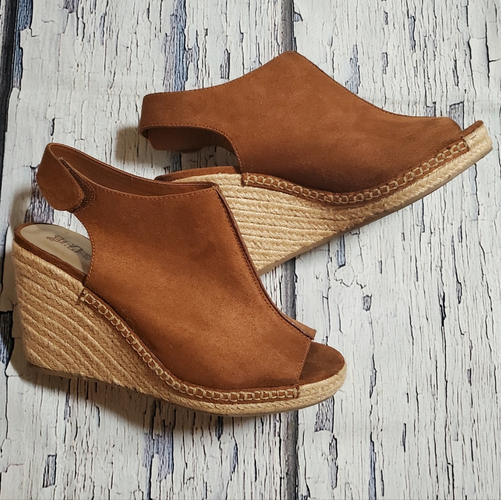 Brash Espadrille Wedges Open Toe Sandals Women's Size 10